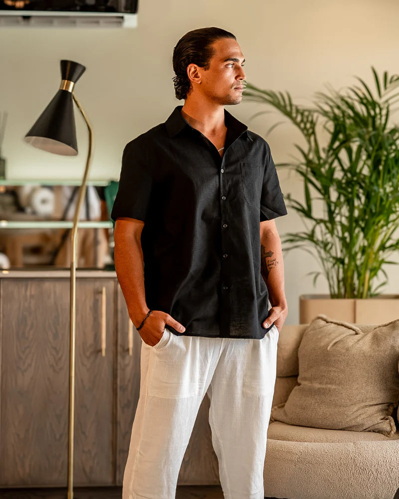 Camisa de Lino Manga Corta